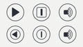 Circular Media Control Icons, Play, Pause, Volume, Navigation, vector design Generative AI Royalty Free Stock Photo