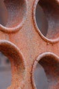 Circular metal textured rusty machinery detail