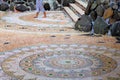 Circular mosaic mandalas on the floor Of Pha Sorn Kaew, Khao Kor, Phetchabun, Thailand. Royalty Free Stock Photo