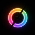 A circular, multicolored neon light creates a gradient spectrum from red to violet, set Royalty Free Stock Photo