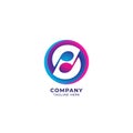 Circular musical note with letter S on negative space. Yin Yang logo concept. pink magenta blue purple multicolor gradient.