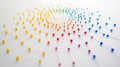Circular network structure in rainbow hues with glowing nodes