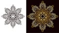 Circular openwork mandala in the shape of a snowflake or a star. Single line cutting design