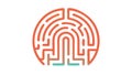Circular Orange Labyrinth Maze Puzzle Icon, vector design Generative AI Royalty Free Stock Photo