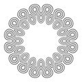 Circular ornament. Abstract round symmetrical outline pattern. Stencil