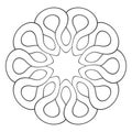 Circular ornament. Abstract round symmetrical pattern. Round pattern. Stencil. Flower