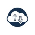 A circular outline surrounding the cloud and arrows representing Royalty Free Stock Photo