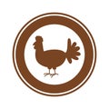 Circular panel with brown free-range chicken on white background - vector Royalty Free Stock Photo