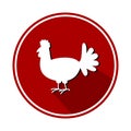 Circular panel with red free-range chicken on white background - vector