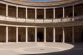 The circular patio of the Palace of Charles V in Alhambra, Granada, Spain. Royalty Free Stock Photo