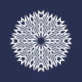 Circular pattern in Asian intersecting lines style. White eight pointed mandala in snowflake form