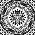Circular pattern in form of mandala with Thunder-like Tiki is symbol-mask of God. Traditional ornaments of Maori people - Moko