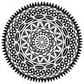 Circular pattern in form of mandala. Traditional ornaments of Maori people - Moko style. Vintage decorative tribal border from