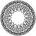 Circular pattern in form of mandala. Traditional ornaments of Maori people - Moko style. Vintage decorative tribal border from