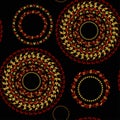Circular pattern Hohloma seamless on a black. vector illustration Royalty Free Stock Photo