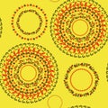 Circular pattern Hohloma seamless on yellow. vector illustration Royalty Free Stock Photo