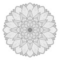 Circular pattern of mandala with floral and leaves coloring book