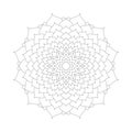 Circular pattern mandala lotus flower black and white - floral background Royalty Free Stock Photo