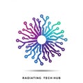 A circular pattern resembling a circuit board, composed of branching lines and nodes. Royalty Free Stock Photo