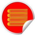 circular peeling sticker cartoon of a stack of books Royalty Free Stock Photo