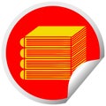 circular peeling sticker cartoon stack of books Royalty Free Stock Photo