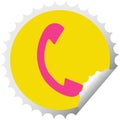 circular peeling sticker cartoon telephone handset Royalty Free Stock Photo