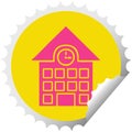 circular peeling sticker cartoon of a town house Royalty Free Stock Photo
