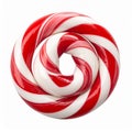 Circular Peppermint Candy with Red and White Swirl on Isolated White Background Royalty Free Stock Photo