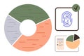 Data Analysis Concept with Pie Chart, Fingerprint Security, and Report Overview Royalty Free Stock Photo