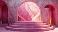 Circular Pink Podium with Steps for Elegant Displays