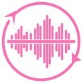 Circular pink sound wave equalizer with refresh arrow icon Royalty Free Stock Photo