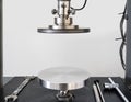 Circular plate can press sample to calculate physical property o Royalty Free Stock Photo