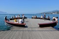 The circular Platform Sur Mer looks out over Lake Geneva Royalty Free Stock Photo