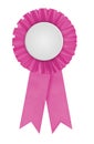 Pink rosette with pleated outer photographed on white background Royalty Free Stock Photo