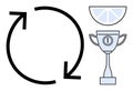 Circular Process with Trophy and Lemon Slice - Concept of Success and Refreshing Goals Royalty Free Stock Photo