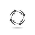 Circular Process Flow Arrows icon with shadow