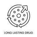 A circular process icon in vector, symbolizing continuous and long lasting drug effects, with an editable stroke Royalty Free Stock Photo