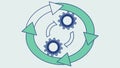 Circular Process with Interlocking Gears, Continuous Workflow Cycle, vector design Generative AI Royalty Free Stock Photo