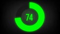 Circular progress bar with bright neon green light in 74% Royalty Free Stock Photo