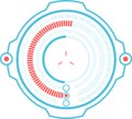 Circular progress bar with futuristic design filling up, indicating loading or processing status in a digital interface