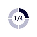 Circular progress bar icon with fractional text for loading or completion indicator