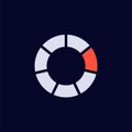 Circular progress bar showing partial completion with one segment filled in orange