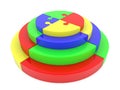 Circular pyramid of colored puzzle pieces Royalty Free Stock Photo