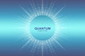 Circular quantum computer technology concept. Sphere explosion background. Deep learning artificial intelligence. Big