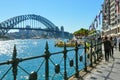 Circular Quay area is a popular neighbourhood for tourism, It hosts a number of ferry quays with the view of Sydney Harbour bridge Royalty Free Stock Photo