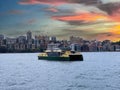 Circular Quay and Sydney Rocks Ferry on Sydney Harbour NSW Australia. Lovely colours of the Sky and water Royalty Free Stock Photo