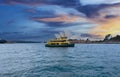 Circular Quay and Sydney Rocks Ferry on Sydney Harbour NSW Australia. Lovely colours of the Sky and water Royalty Free Stock Photo