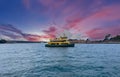 Circular Quay and Sydney Rocks Ferry on Sydney Harbour NSW Australia. Lovely colours of the Sky and water Royalty Free Stock Photo