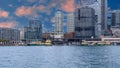 Circular Quay and Sydney Rocks Ferry on Sydney Harbour NSW Australia. Lovely colours of the Sky and water Royalty Free Stock Photo