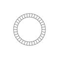 Circular, radial abstract geometric frame. Black and white radial abstract shape